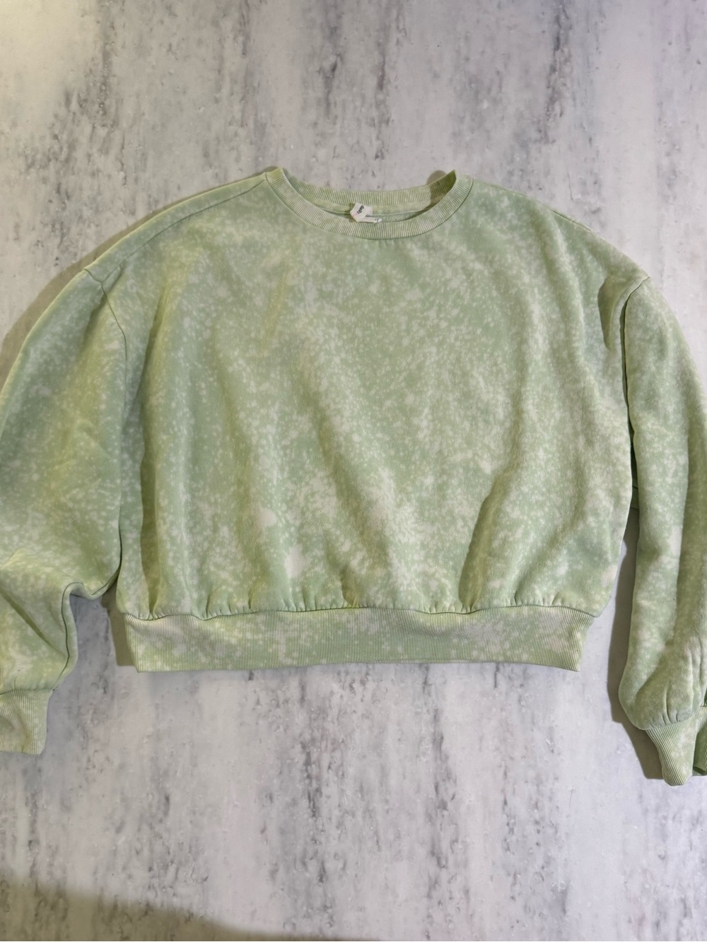 Daily Practice Anthropologie Light Green Acid-Wash Cropped Lounge Sweatshirt S